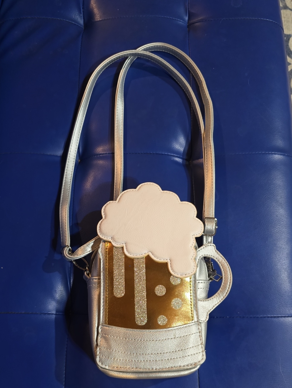 Novelty Beer Mug Crossbody Bag with  Frothy Foam Accent